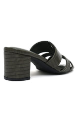 SQUARE-TOE BLOCK-HEELS-GREEN