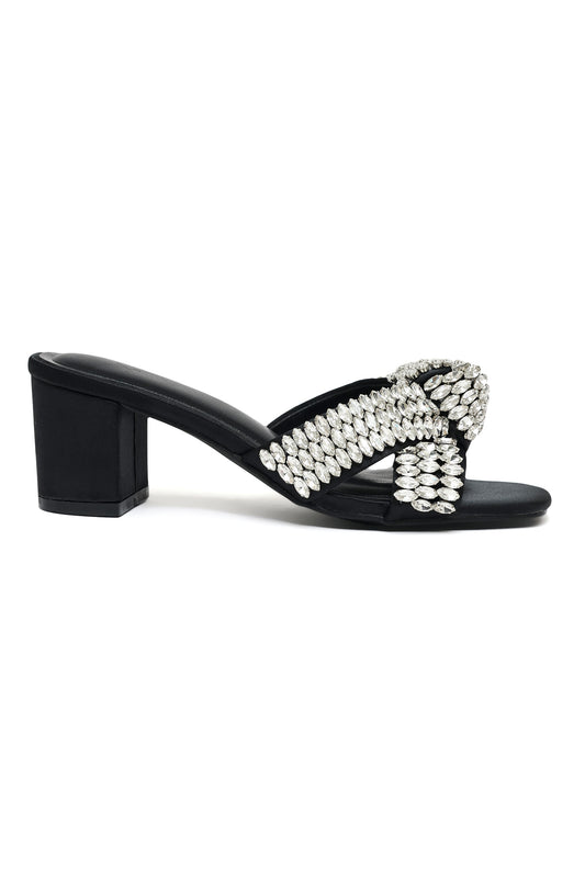 CRYSTAL EMBELLISHED BLOCK-HEEL