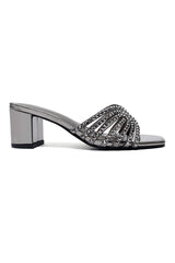 RADIANT RHINESTONE BLOCK HEEL-PEWTER