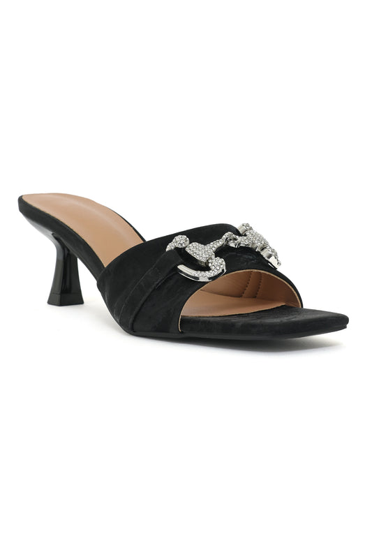 VELVET EMBRACE EMBELLISHED HEEL-BLACK