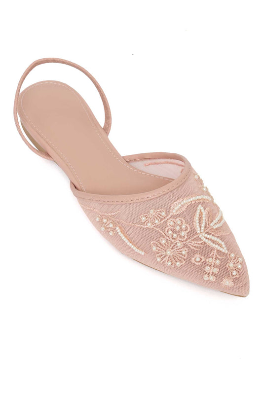 FLORAL MESH EMBELLISHED SLING-PINK