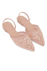 FLORAL MESH EMBELLISHED SLING-PINK