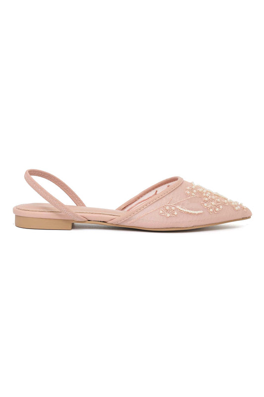 FLORAL MESH EMBELLISHED SLING-PINK