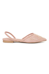 FLORAL MESH EMBELLISHED SLING-PINK