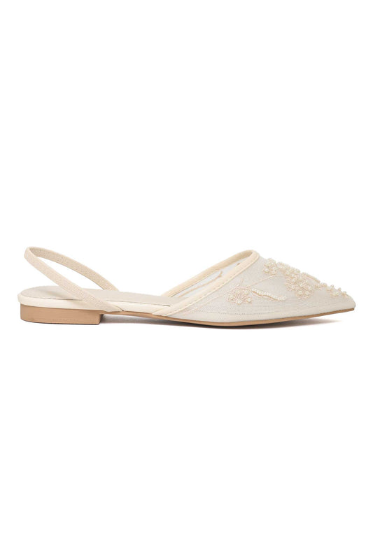FLORAL MESH EMBELLISHED SLING-BEIGE