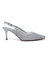 GLASSWEAVE POINT HEEL-SILVER