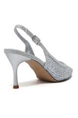 GLASSWEAVE POINT HEEL-SILVER