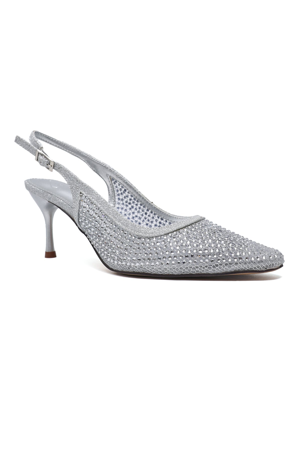 GLASSWEAVE POINT HEEL-SILVER