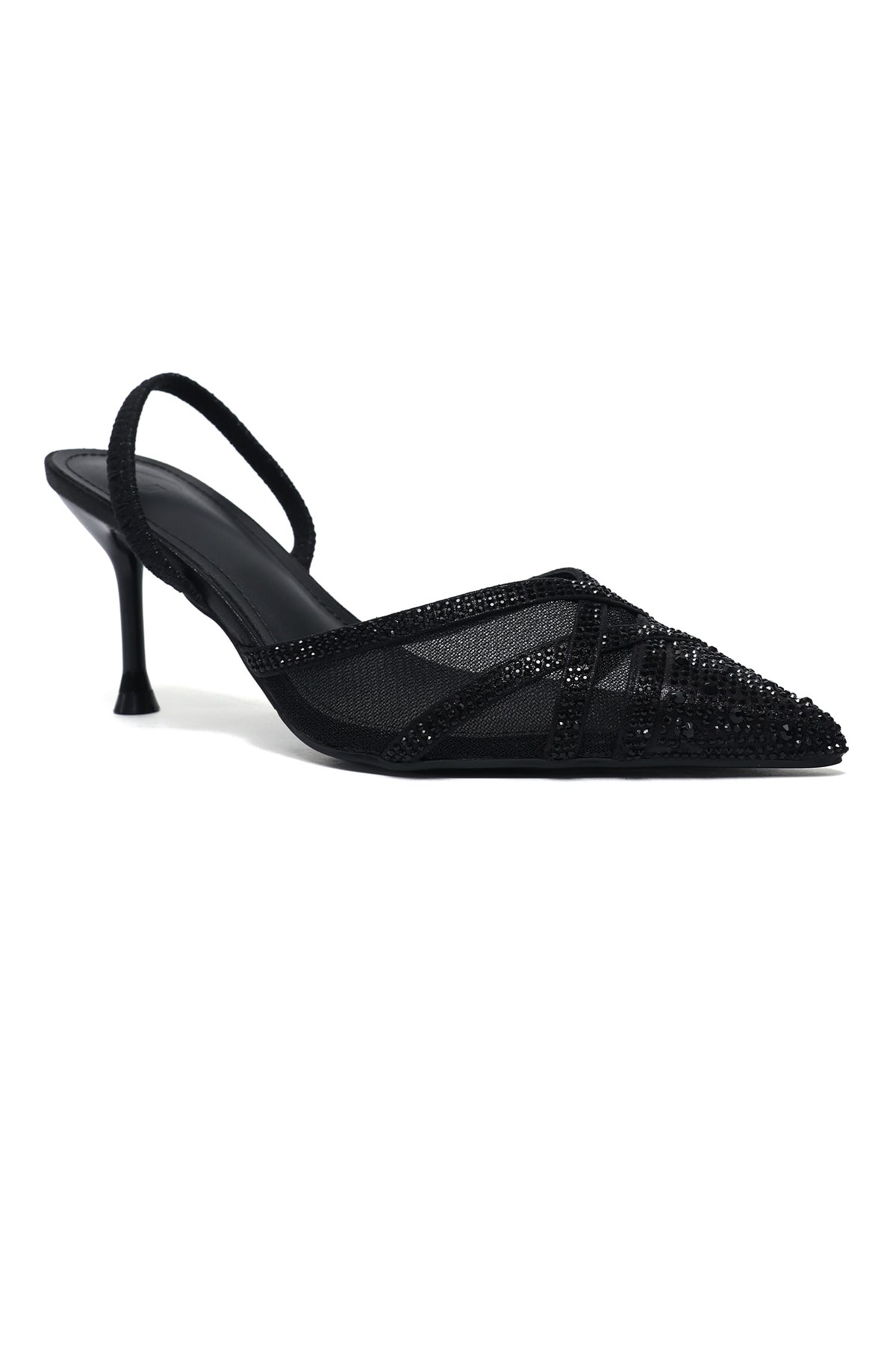 ROYAL GLIMMER NET HEEL-BLACK