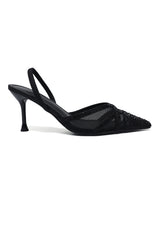 ROYAL GLIMMER NET HEEL-BLACK