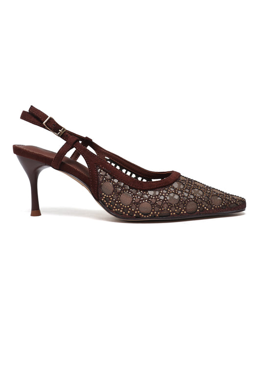 FILIGREE VEIL HEEL-BRONZE