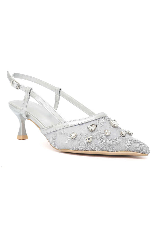 DIAMOND PETAL SLINGBACL-SILVER