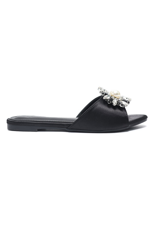 GEM CLUSTER ELEGANT SLIDE-BLACK