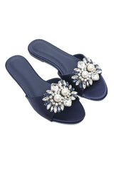 GEM CLUSTER ELEGANT SLIDE-NAVY