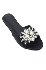 GEM CLUSTER ELEGANT SLIDE-BLACK