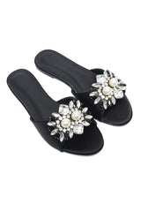 GEM CLUSTER ELEGANT SLIDE-BLACK