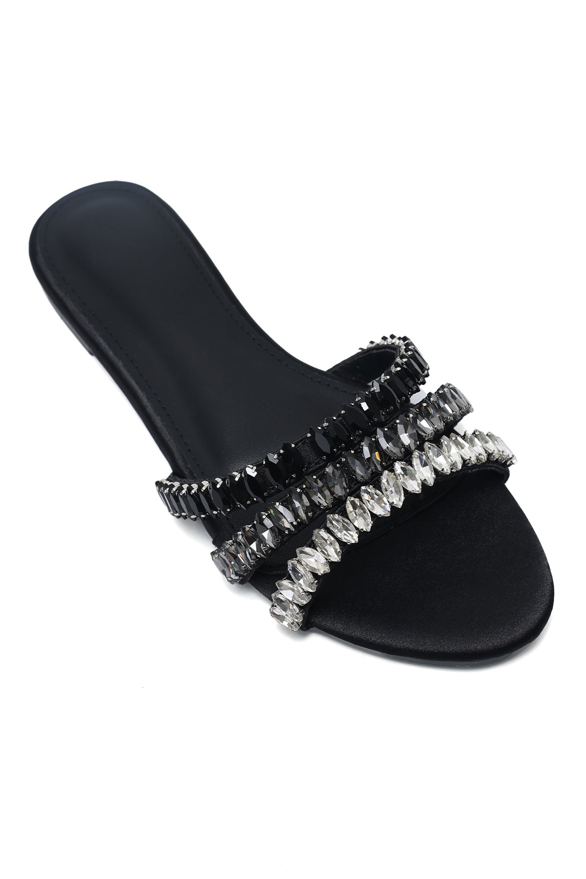 FOOT GLAMOR JEWEL SLIDE-BLACK