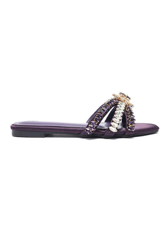 OPULENT CRYSTAL CROSS SLIDE-PURPLE
