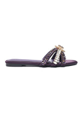 OPULENT CRYSTAL CROSS SLIDE-PURPLE