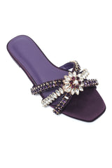 OPULENT CRYSTAL CROSS SLIDE-PURPLE