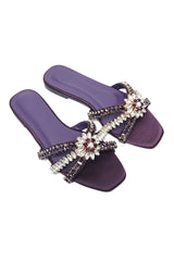 OPULENT CRYSTAL CROSS SLIDE-PURPLE