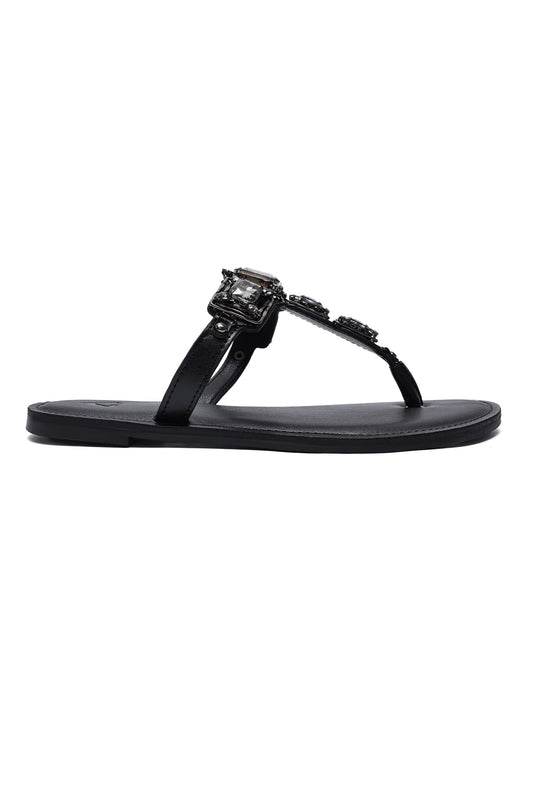 CRYSTAL PETAL FLATS-BLACK