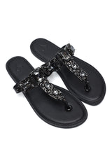 CRYSTAL PETAL FLATS-BLACK