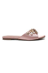 CELESTIAL BLOSSOM EMBELLISHED SLIDES-PINK