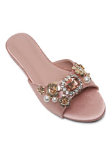 CELESTIAL BLOSSOM EMBELLISHED SLIDES-PINK