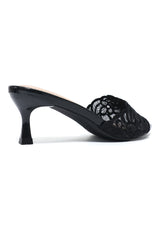 CRIMSON PETAL ELEGANCE HEEL-BLACK