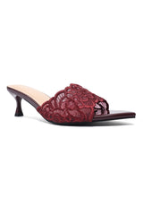 CRIMSON PETAL ELEGANCE HEEL-MAROON