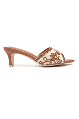 HERITAGE PEARL EMBELLISHED MULE-CAMEL