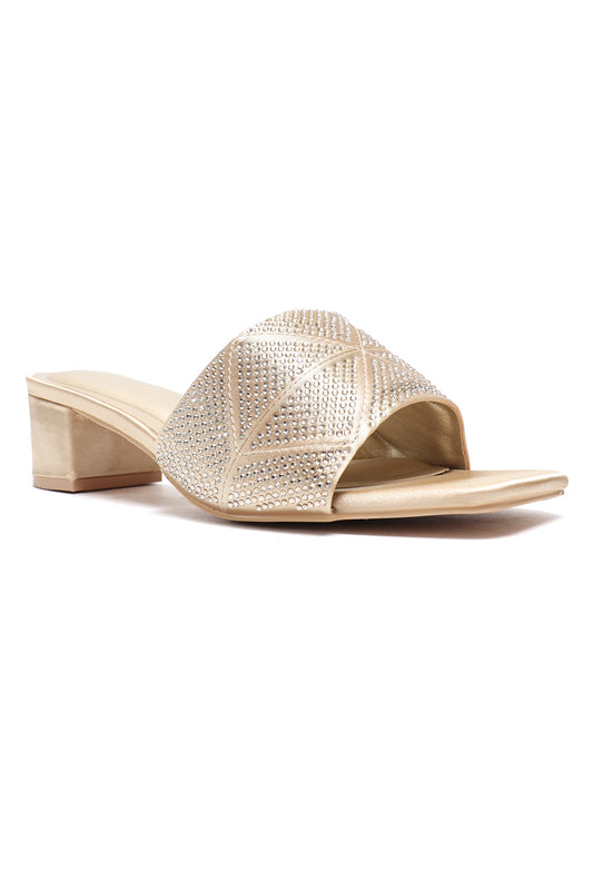 CRYSTAL CROSS HEELS-GOLD
