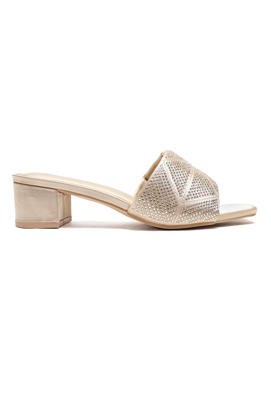 CRYSTAL CROSS HEELS-GOLD