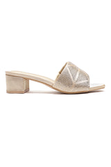 CRYSTAL CROSS HEELS-GOLD