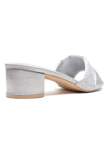 CRYSTAL CROSS HEELS-SILVER