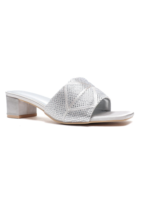 CRYSTAL CROSS HEELS-SILVER