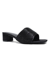 CRYSTAL CROSS HEELS-BLACK