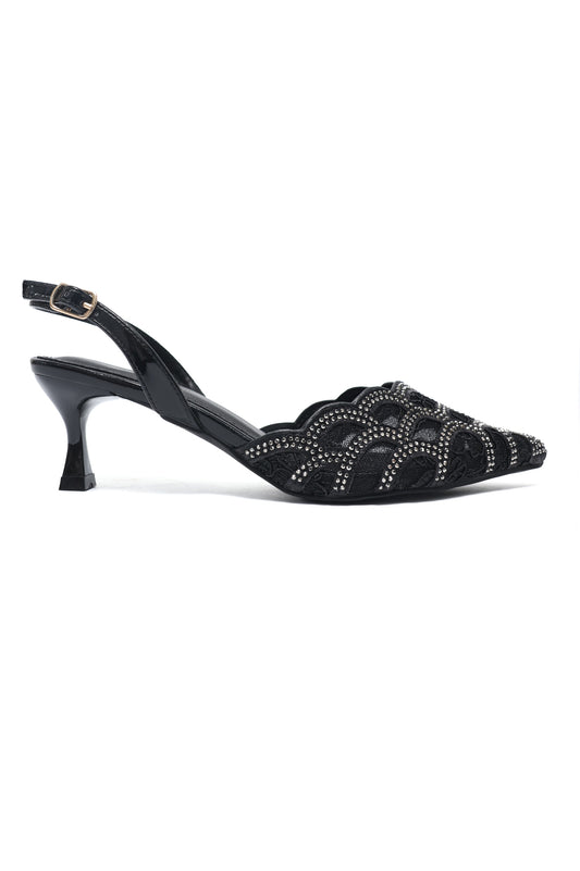 EVENING SLING HEEL-BLACK