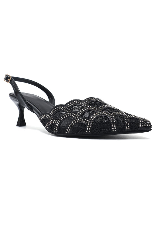 EVENING SLING HEEL-BLACK
