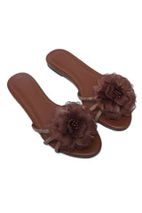 ROSÉ BLOOM COUTURE SLIDE-BROWN