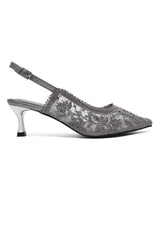 MOSAIC POINTED HEEL-PEWTER