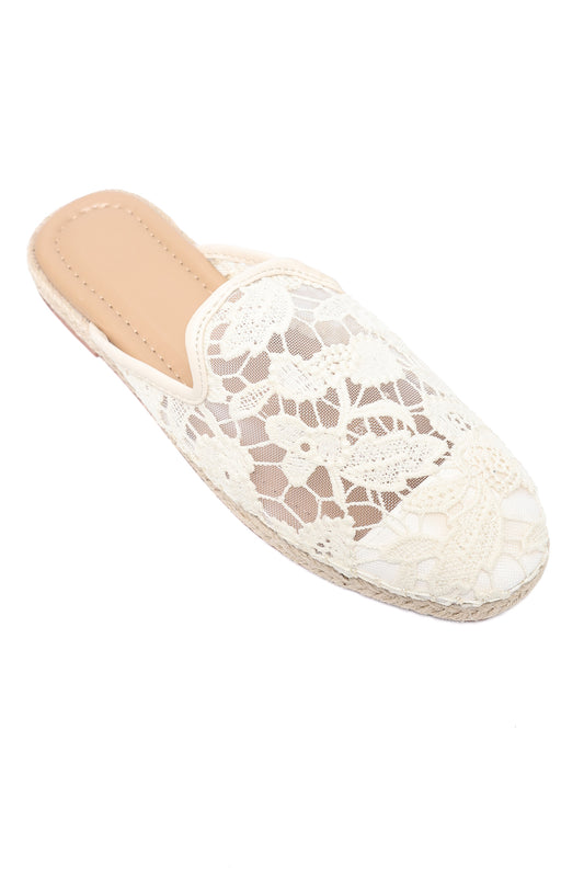 MESH LACE MULE-BEIGE