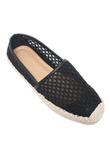 NETTED TEXTURE ESPADRILLE FLAT-BLACK