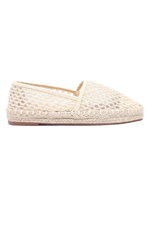 NETTED TEXTURE ESPADRILLE FLAT-BEIGE