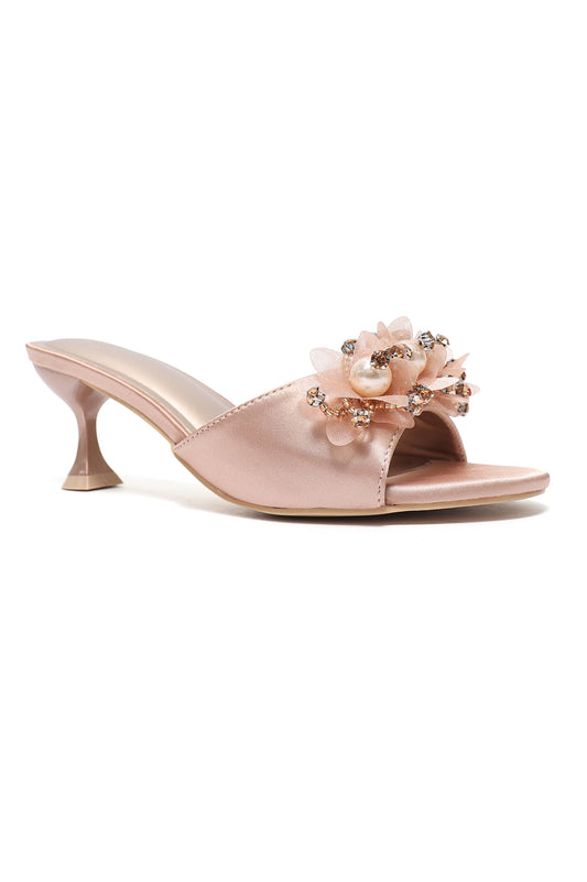 MAJESTIC PETAL HEEL-CHAMPAGNE