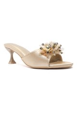 MAJESTIC PETAL HEEL-GOLD