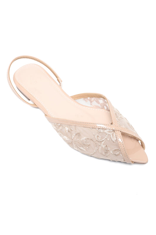 SHEER EMBELLISHED SLINGBACK-BEIGE