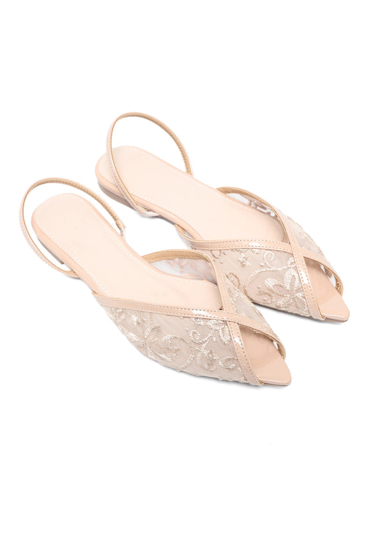 SHEER EMBELLISHED SLINGBACK-BEIGE