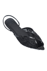 SHEER EMBELLISHED SLINGBACK-BLACK